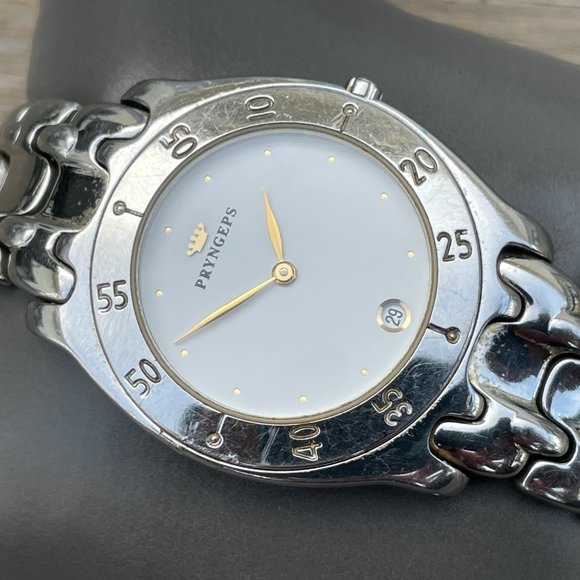 Vintage PRYNGEPS Wristwatch Silver Tone Analog Date Indicator - Picture 8 of 16